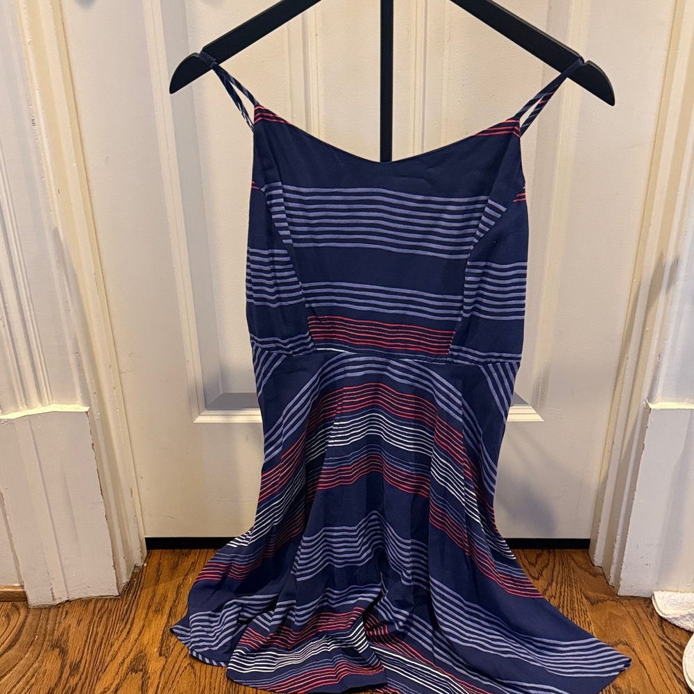 Old Navy Navy Striped Spaghetti-Strap Mini Dress with Red & White Accents